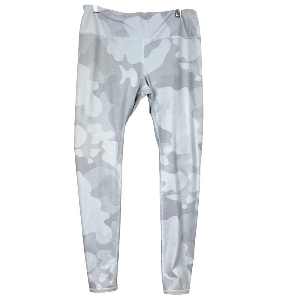 Alo Yoga Womens Camo High Waist Airbrush Leggings Grey White Size L Active *Read